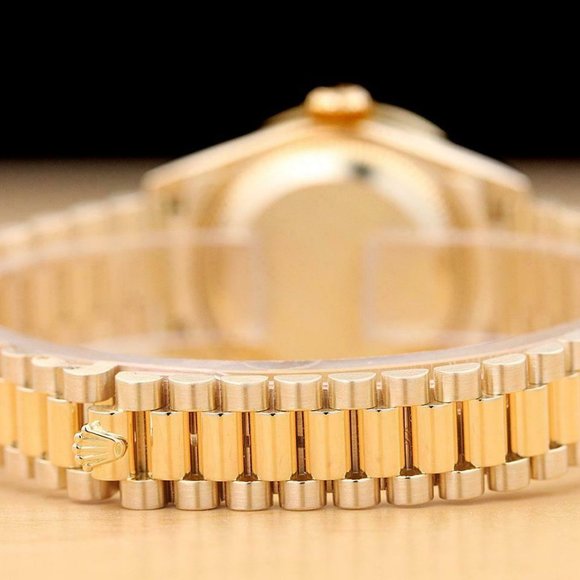 Sale! Rolex President 18k Yellow Gold w/ Ruby + Diamond Bezel - Picture 7 of 8